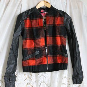 Women's Red Plaid Bomber Jacket